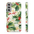 Christmas Holly on a Golden Background - Impact Resistant Phone Case Samsung Galaxy S22 Plus Glossy